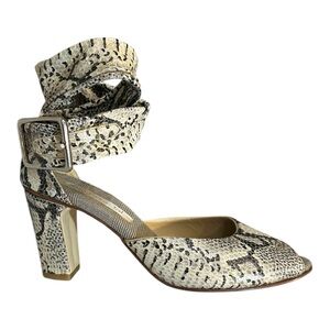Olivia Rose Tal Snake Print Ankle Strap Block Heels